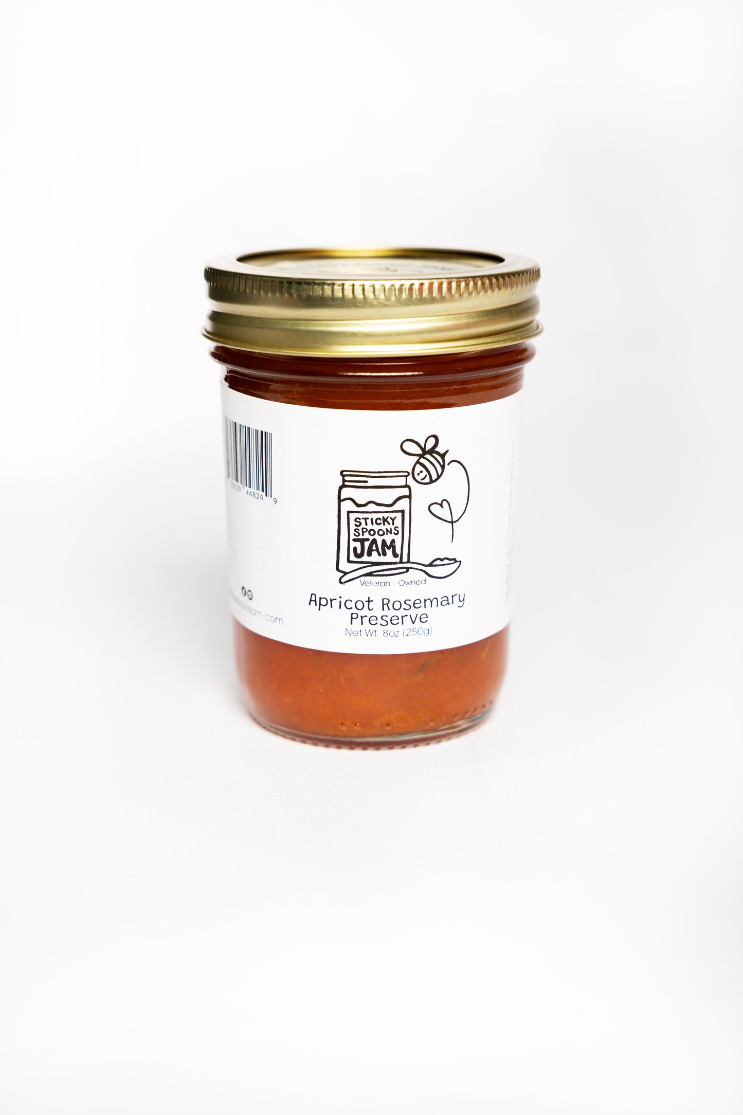 8oz jar of Sticky Spoons Jam Apricot Rosemary Preserve